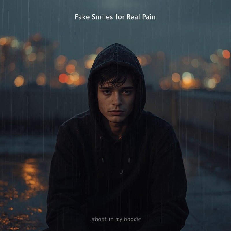 Fake Smiles for Real Pain official video artwork by Ghost in my hoodie